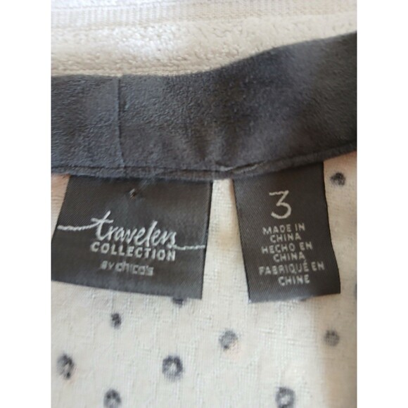 Chico’s Travelers Collection Foiled Peacock Jacket Cardigan Ivory Gray Size 3 XL - Picture 15 of 16